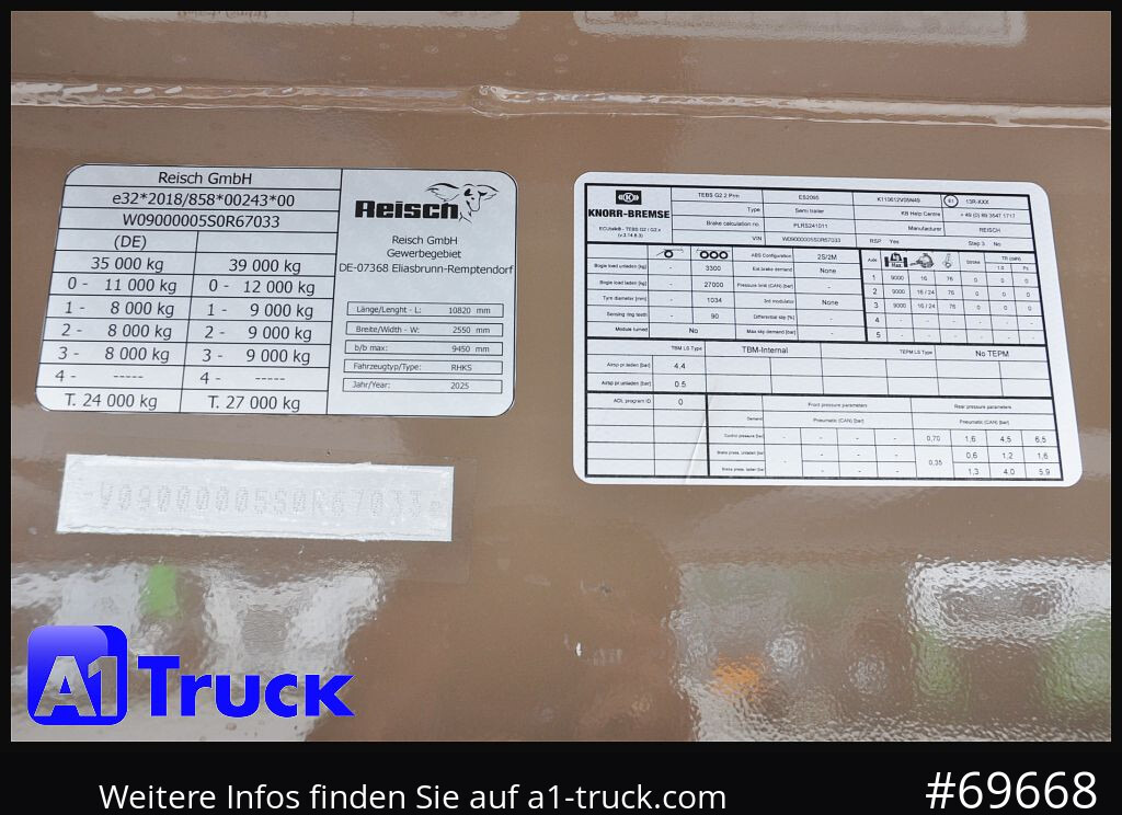 Semi-remorque benne neuf REISCH RHKS, Alu-Kippmulde 50m³, NEU Kombitüren, Alufelgen, Liftachse,: photos 7