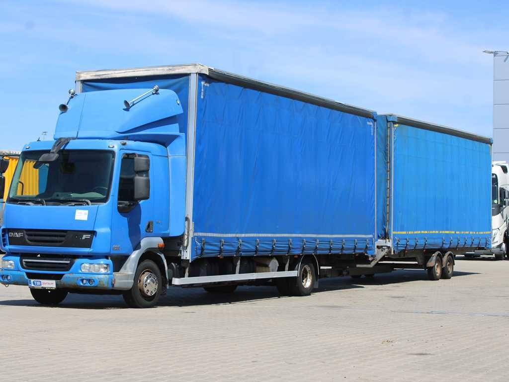 DAF FA LF 45, EURO 5, PNEU 80% + TRAILER AGADOS - Camion à rideaux coulissants: photos 1 DAF FA LF 45, EURO 5, PNEU 80% + TRAILER AGADOS - Camion à rideaux coulissants: photos 1