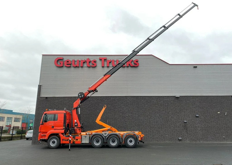 MAN TGS 35.480 8X4 TRIDEM + 20 TON HAAKARM + HMF 3220-K6 KRAAN/KRAN/CRANE/GRUA - Camion ampliroll, Camion grue: photos 3 MAN TGS 35.480 8X4 TRIDEM + 20 TON HAAKARM + HMF 3220-K6 KRAAN/KRAN/CRANE/GRUA - Camion ampliroll, Camion grue: photos 3