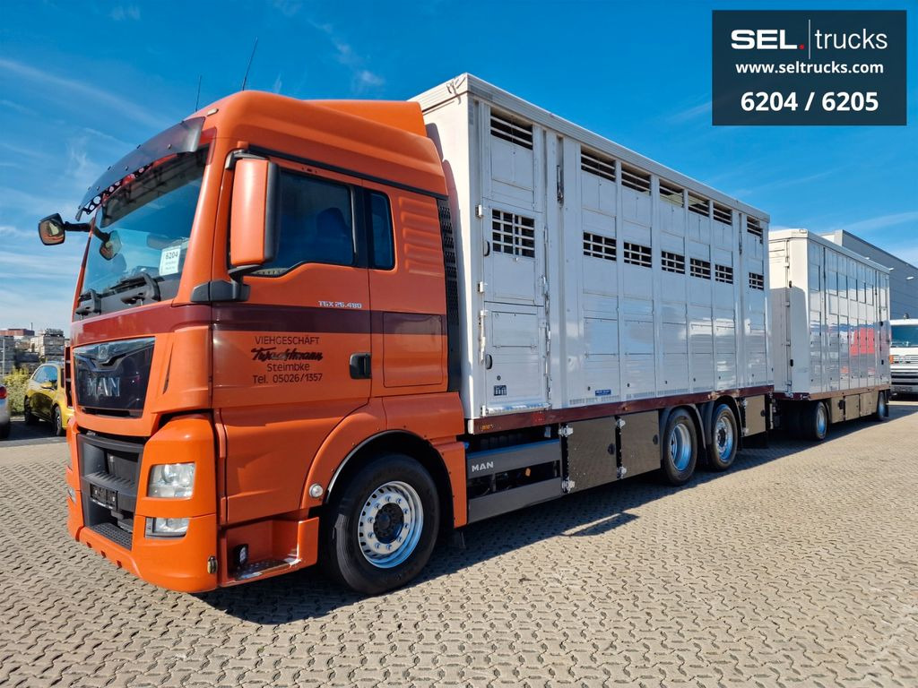 Camion bétaillère MAN TGX 26.480 / KOMPLETT /Hub/3 Stock/Durchlade: photos 1