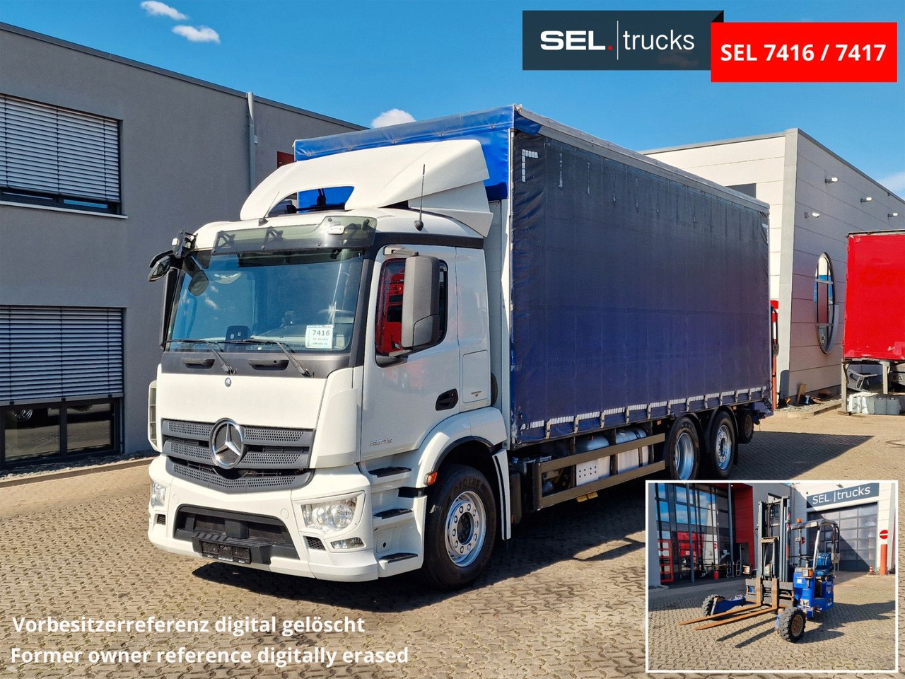 Mercedes-Benz Antos 2543 /Retarder / mit Stapler / Lenkachse - Camion à rideaux coulissants: photos 1 Mercedes-Benz Antos 2543 /Retarder / mit Stapler / Lenkachse - Camion à rideaux coulissants: photos 1