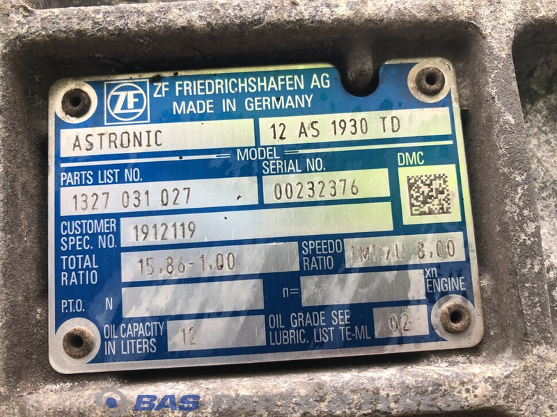 ZF CF Euro 6 DAF 12AS1930 TD AS Tronic Versnellingsbak 1833727 - Boîte de vitesse pour Camion: photos 5 ZF CF Euro 6 DAF 12AS1930 TD AS Tronic Versnellingsbak 1833727 - Boîte de vitesse pour Camion: photos 5