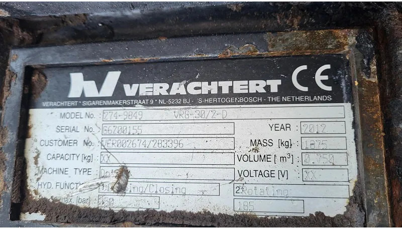Verachtert VRG 30/2D – CW40 - Grappin pour Engins de chantier: photos 4 Verachtert VRG 30/2D – CW40 - Grappin pour Engins de chantier: photos 4