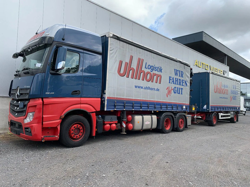 Mercedes-Benz Actros 2548 6X2 + Aanhanger*Palfinger crane*Cruise control*Airco* - Camion à rideaux coulissants, Camion grue: photos 2 Mercedes-Benz Actros 2548 6X2 + Aanhanger*Palfinger crane*Cruise control*Airco* - Camion à rideaux coulissants, Camion grue: photos 2