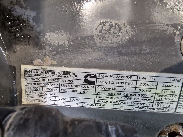 Cummins QSB7-G6 NR4 CPL3277 Engine (Plant) - Moteur pour Engins de chantier: photos 2 Cummins QSB7-G6 NR4 CPL3277 Engine (Plant) - Moteur pour Engins de chantier: photos 2