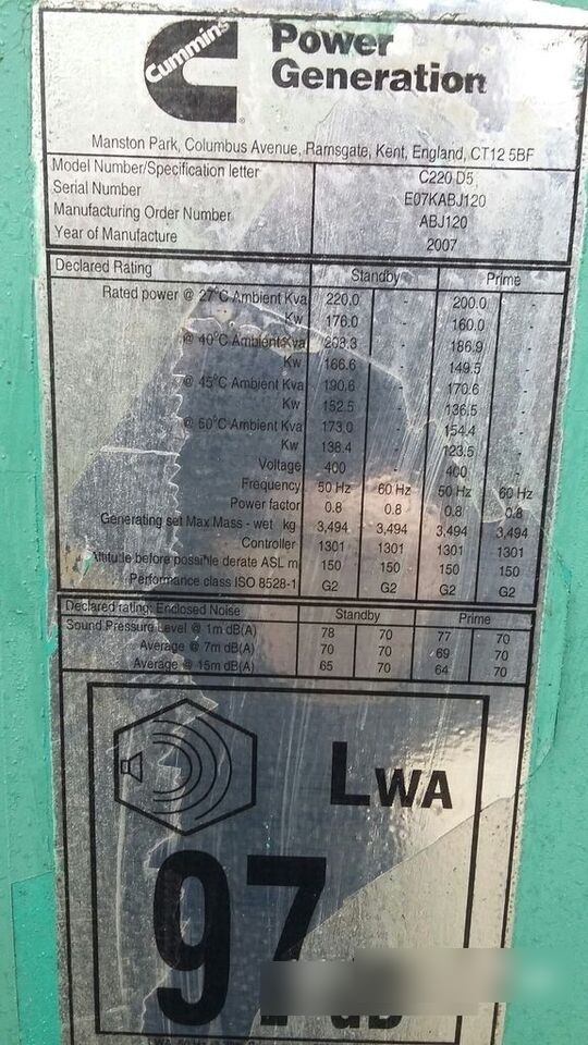 Cummins 220 kVa 6CTA - Groupe électrogène: photos 3 Cummins 220 kVa 6CTA - Groupe électrogène: photos 3