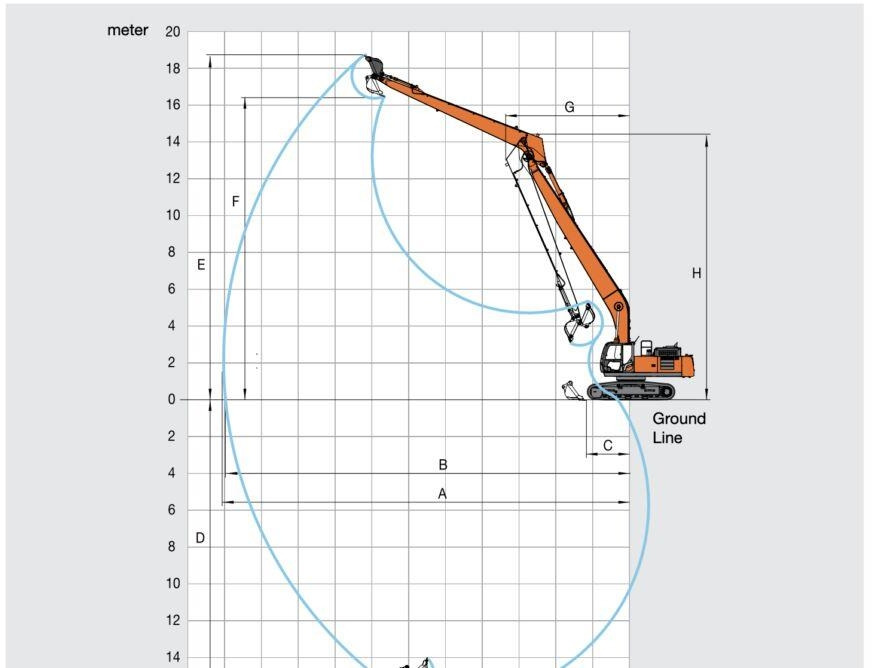 Hitachi ZX350 Long Reach Super Long Front 22 Meters SLF  - Pelle sur chenille: photos 3 Hitachi ZX350 Long Reach Super Long Front 22 Meters SLF  - Pelle sur chenille: photos 3