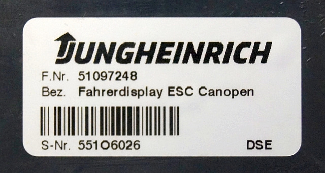 Jungheinrich 51097248 | Display ESC canopen sn. 551O6026 - Panel de instrumentos pour Matériel de manutention: photos 3 Jungheinrich 51097248 | Display ESC canopen sn. 551O6026 - Panel de instrumentos pour Matériel de manutention: photos 3