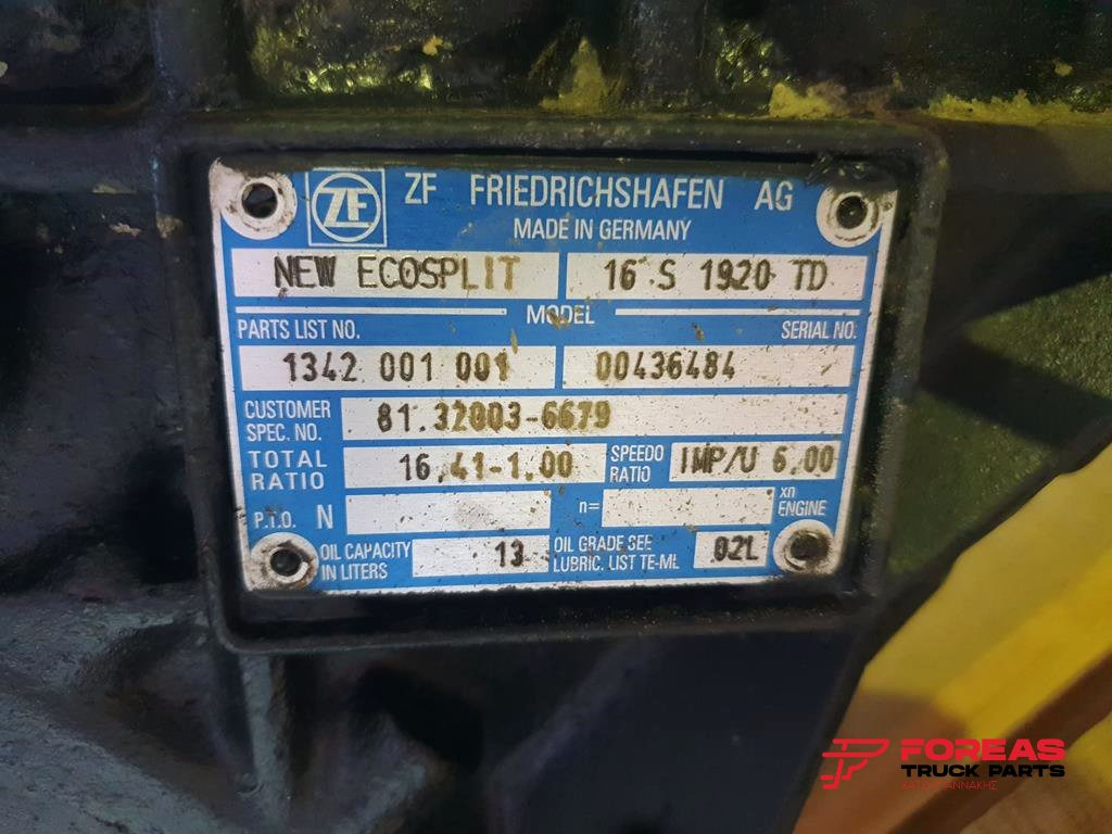 Boîte de vitesse pour Camion ZF NEW ECOSPLIT 16S 1920 TD FOR MAN TGA - WITH INTARDER: photos 7 Boîte de vitesse pour Camion ZF NEW ECOSPLIT 16S 1920 TD FOR MAN TGA - WITH INTARDER: photos 7