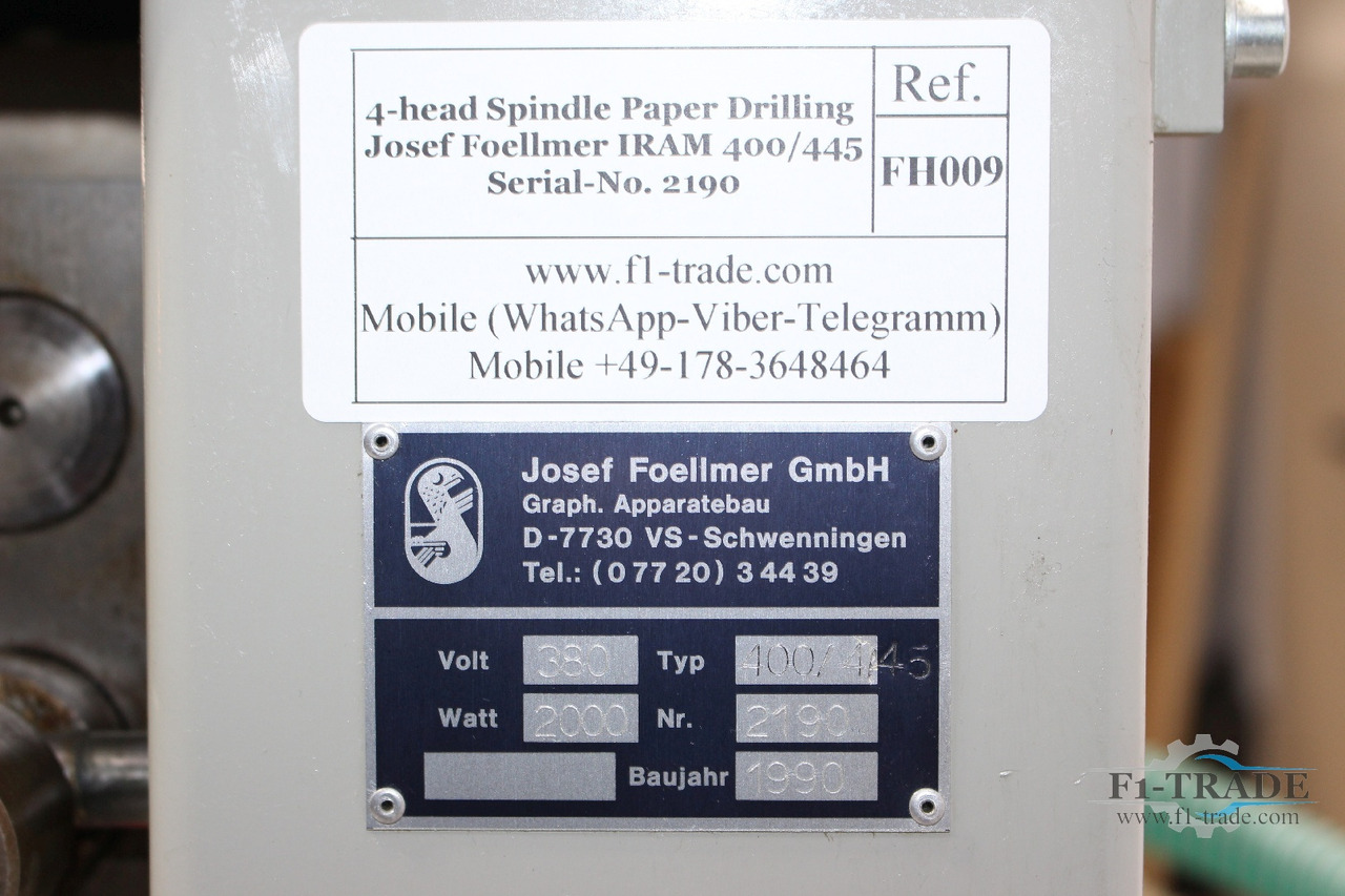 Machine d'impression Josef Foellmer IRAM 400/445: photos 6 Machine d'impression Josef Foellmer IRAM 400/445: photos 6