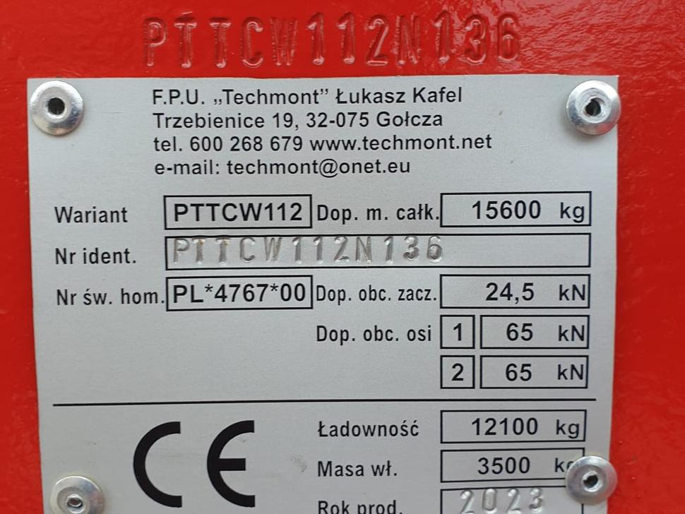 Techmont Anhänger Tandemkipper / Trailer / Remorque / Rimorchio / Remolque tándem / Прицеп монолитный двухосный тандем / Przyczepa tandem PTTCW112 12 t en crédit-bail Techmont Anhänger Tandemkipper / Trailer / Remorque / Rimorchio / Remolque tándem / Прицеп монолитный двухосный тандем / Przyczepa tandem PTTCW112 12 t: photos 27