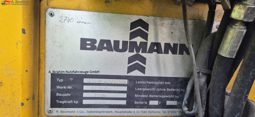Chariot latéral Baumann E4S20/08  Elektrostapler, funktioniert: photos 6