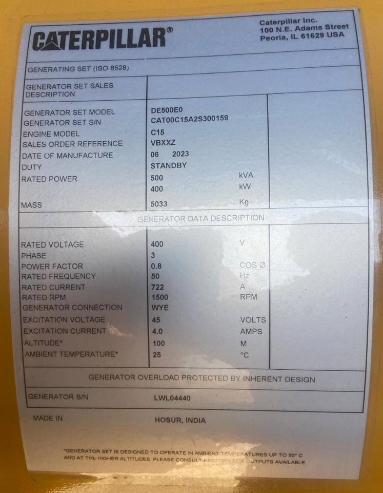 CAT DE500E0 - C15 - 500 kVA Generator - DPX-18026 - Groupe électrogène: photos 4 CAT DE500E0 - C15 - 500 kVA Generator - DPX-18026 - Groupe électrogène: photos 4