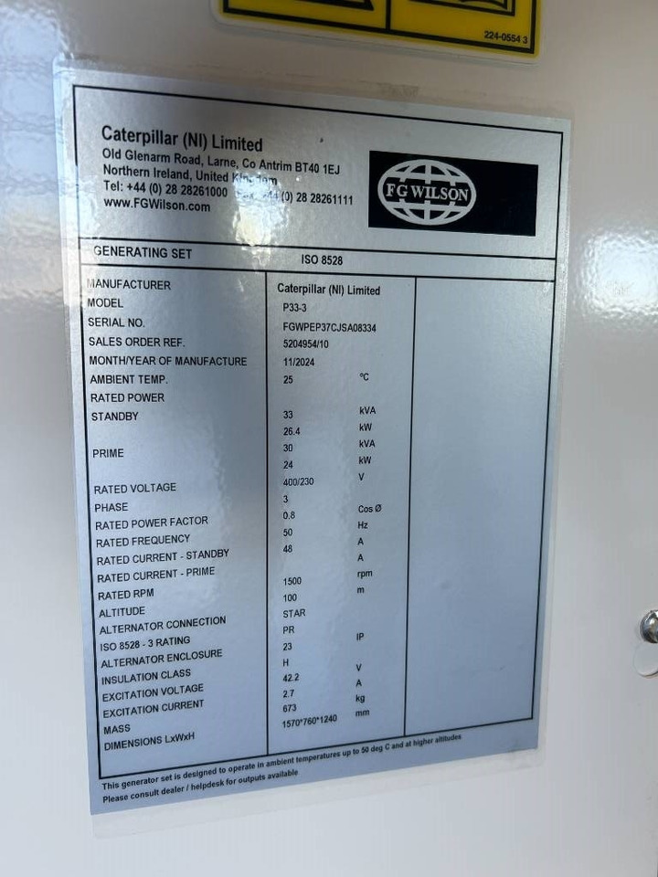 Groupe électrogène neuf FG Wilson P33-3 - 33 kVA Open Genset - DPX-16003-O: photos 6