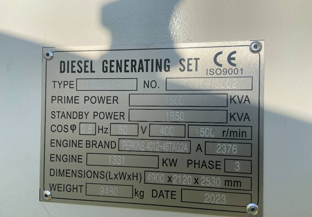 Groupe électrogène neuf Perkins 4012-46TAG2A - 1.650 kVA Generator - DPX-19823: photos 8