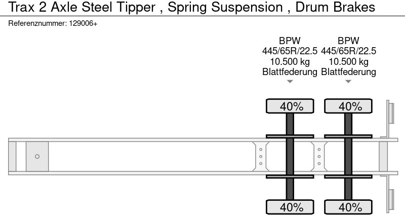 Semi-remorque benne Trax 2 Axle Steel Tipper , Spring Suspension , Drum Brakes: photos 15
