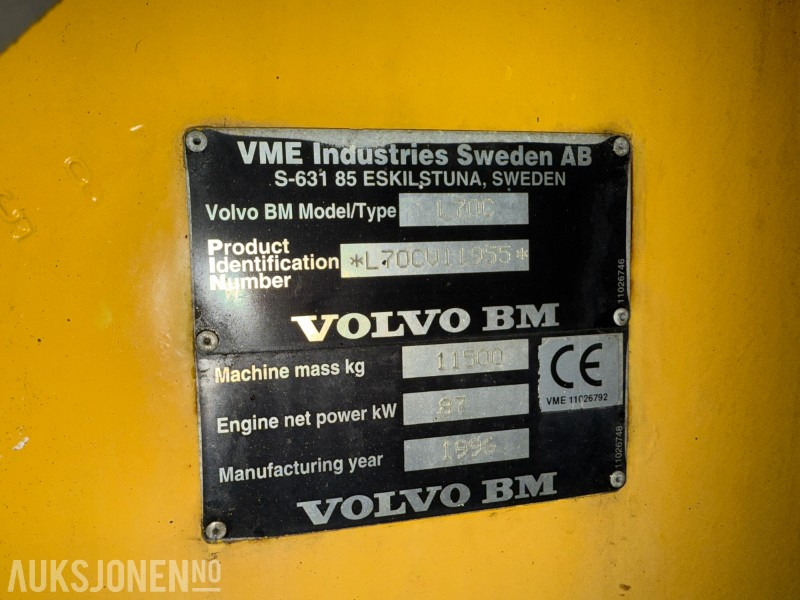 Chargeuse sur pneus 1996 Volvo L70C - Klappvinge - Sentralsmøring - 18 290t: photos 9