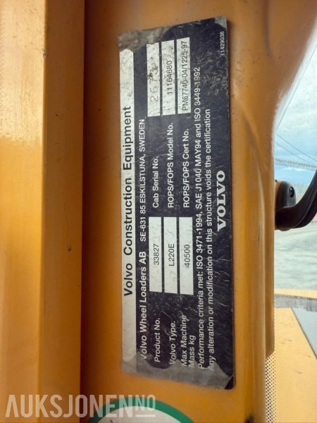 2005 Volvo L220E HJULLASTER - 15364 Timer - Chargeuse sur pneus: photos 5 2005 Volvo L220E HJULLASTER - 15364 Timer - Chargeuse sur pneus: photos 5