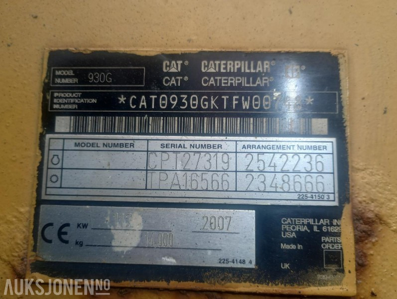 2007 Cat 950 G HJULLASTER - 6237 Timer - Chargeuse sur pneus: photos 2 2007 Cat 950 G HJULLASTER - 6237 Timer - Chargeuse sur pneus: photos 2