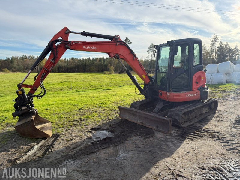 2012 Kubota U55-4 5,5 tonns gravemaskin med Steelwrist rototilt og 2 skuffer - Pelle: photos 1 2012 Kubota U55-4 5,5 tonns gravemaskin med Steelwrist rototilt og 2 skuffer - Pelle: photos 1