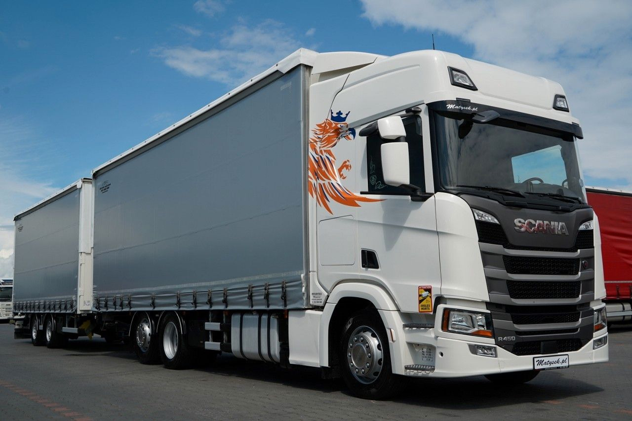 Scania R 450 / ZESTAW TANDEM 120 M3 / PRZEJAZDOWY / OŚ - Camion à rideaux coulissants: photos 4 Scania R 450 / ZESTAW TANDEM 120 M3 / PRZEJAZDOWY / OŚ - Camion à rideaux coulissants: photos 4