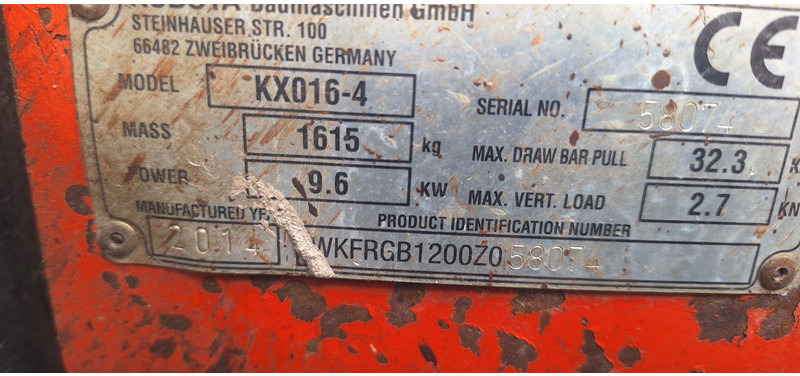 Kubota KXo 16-4 Minibagger 1-hand Deutsche Maschine - Mini pelle: photos 5 Kubota KXo 16-4 Minibagger 1-hand Deutsche Maschine - Mini pelle: photos 5