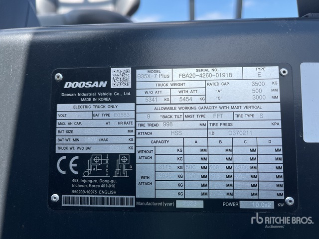 2023 Doosan B35X-7 PLUS (Unused) Electric Forklift - Chariot élévateur électrique: photos 3 2023 Doosan B35X-7 PLUS (Unused) Electric Forklift - Chariot élévateur électrique: photos 3