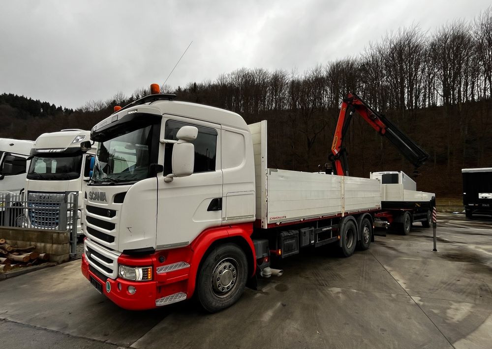 Scania R450 // 2014 // HDS Palfinger 13002 // 6x4 oś skrętna+podnoszona // Przyczepa Schwarzmuller // - Camion plateau: photos 1 Scania R450 // 2014 // HDS Palfinger 13002 // 6x4 oś skrętna+podnoszona // Przyczepa Schwarzmuller // - Camion plateau: photos 1