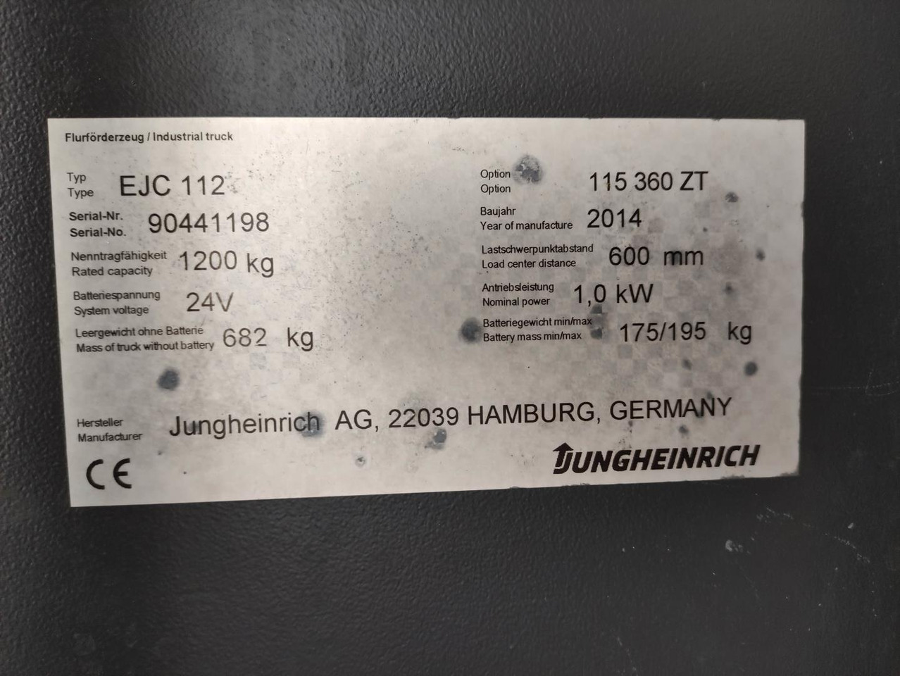 Jungheinrich EJC 112 - Gerbeur: photos 5 Jungheinrich EJC 112 - Gerbeur: photos 5