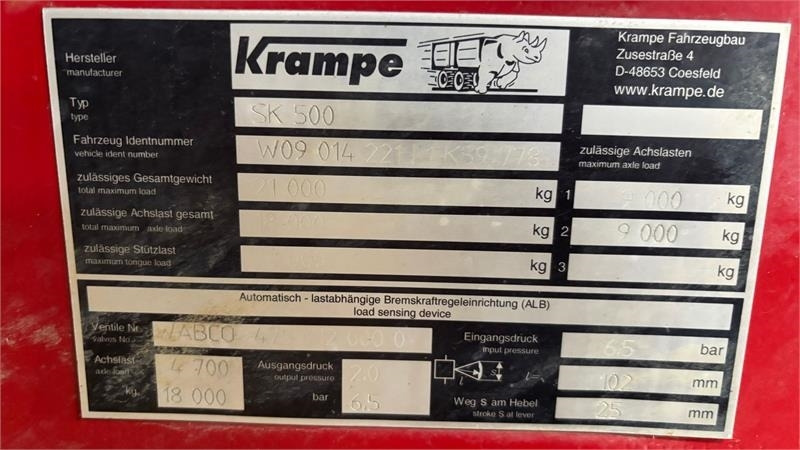 Krampe SK 550 Entreprenørvogn med Hardox kasse SK 500 - Benne agricole: photos 5 Krampe SK 550 Entreprenørvogn med Hardox kasse SK 500 - Benne agricole: photos 5