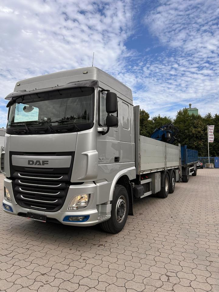 DAF XF 460 FAN + MKG + 10mtr 2to + Lenkachse + EURO 6 - Camion plateau, Camion grue: photos 1 DAF XF 460 FAN + MKG + 10mtr 2to + Lenkachse + EURO 6 - Camion plateau, Camion grue: photos 1