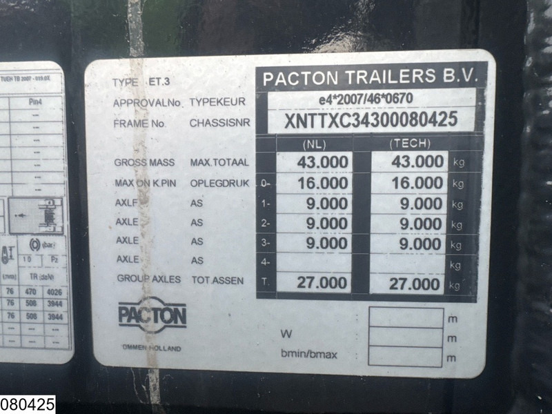 Pacton Container 20 / 30 / 40 / 45 ft, Extendable - Semi-remorque porte-conteneur/ Caisse mobile: photos 4 Pacton Container 20 / 30 / 40 / 45 ft, Extendable - Semi-remorque porte-conteneur/ Caisse mobile: photos 4