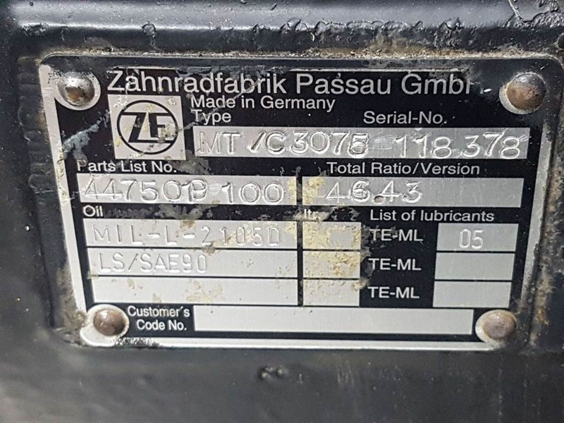 Essieu et pièces pour Engins de chantier Hamm -ZF MT/C3075-4475219007-Axle housing/Achskörper: photos 8 Essieu et pièces pour Engins de chantier Hamm -ZF MT/C3075-4475219007-Axle housing/Achskörper: photos 8