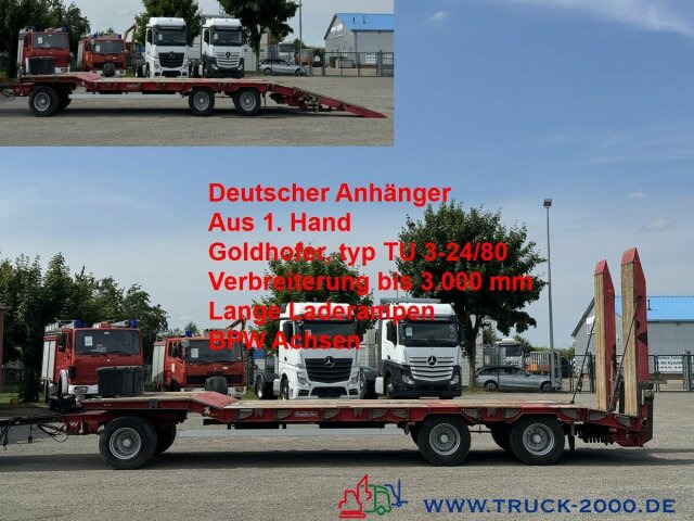 Goldhofer TU3-24/80 3 Achsen Verbreiterung bis 3m ABS/ EBS - Remorque porte-engin surbaissée: photos 1 Goldhofer TU3-24/80 3 Achsen Verbreiterung bis 3m ABS/ EBS - Remorque porte-engin surbaissée: photos 1