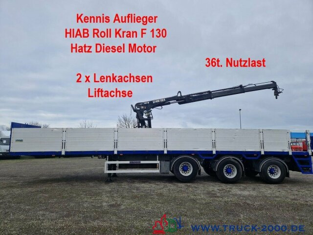 Kennis Hiab Roll-Kran 36t. Nutzlast Lenkachsen - Semi-remorque plateau: photos 1 Kennis Hiab Roll-Kran 36t. Nutzlast Lenkachsen - Semi-remorque plateau: photos 1