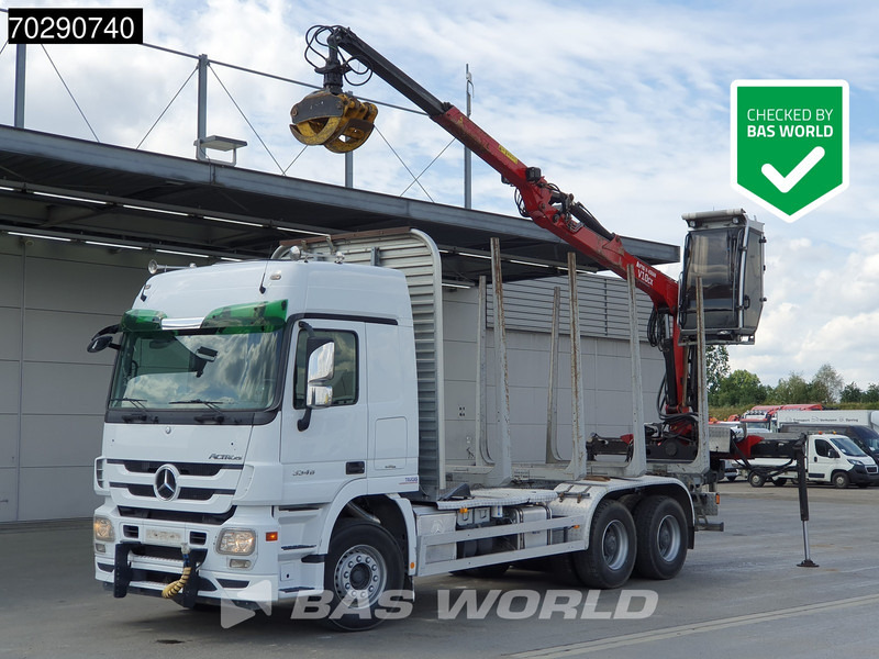 Mercedes-Benz Actros 3346 6X4 Original KM's! FTG V10CX.81 Kran Crane Holztransport Big-Axle Steelsuspension - Camion grumier, Camion grue: photos 1 Mercedes-Benz Actros 3346 6X4 Original KM's! FTG V10CX.81 Kran Crane Holztransport Big-Axle Steelsuspension - Camion grumier, Camion grue: photos 1