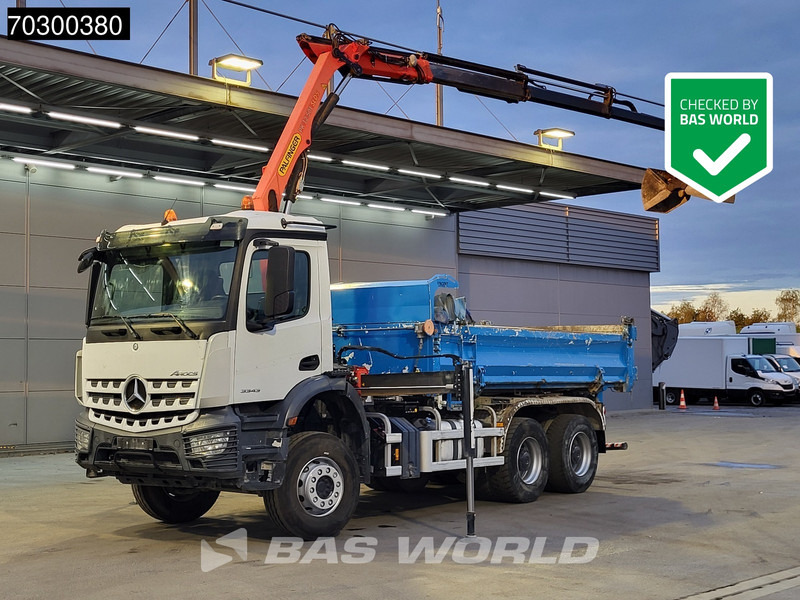 Mercedes-Benz Arocs 3343 6X4 Palfinger PK12.501 SLD Kran Crane 7m3 tipper Big-Axle Automatic Euro 6 - Camion benne, Camion grue: photos 1 Mercedes-Benz Arocs 3343 6X4 Palfinger PK12.501 SLD Kran Crane 7m3 tipper Big-Axle Automatic Euro 6 - Camion benne, Camion grue: photos 1