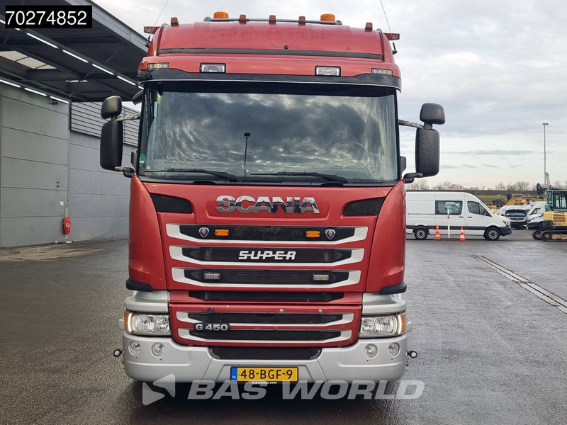 Camion plateau, Camion grue Scania G450 8X2 NL-Truck Hiab X-HIPRO 1058EP-6 Kran Front stab Retarder Euro 6: photos 15
