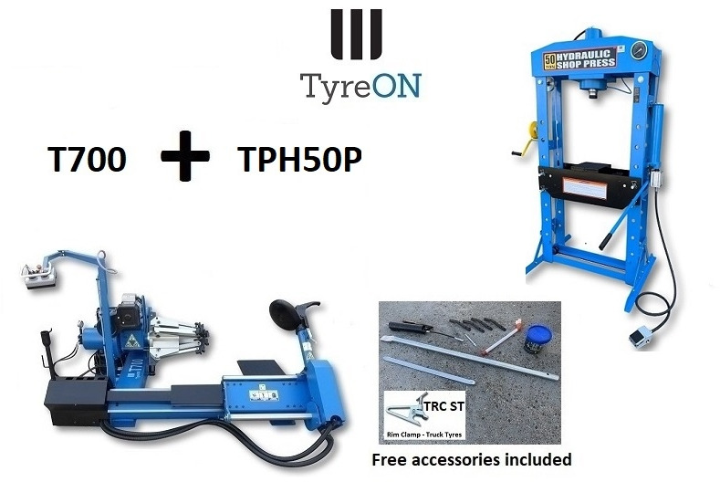 T700 2-speed 42 Inch truck tyre changer + 50T air hydraulic workshop press TPH50P - Équipement de garage: photos 1 T700 2-speed 42 Inch truck tyre changer + 50T air hydraulic workshop press TPH50P - Équipement de garage: photos 1