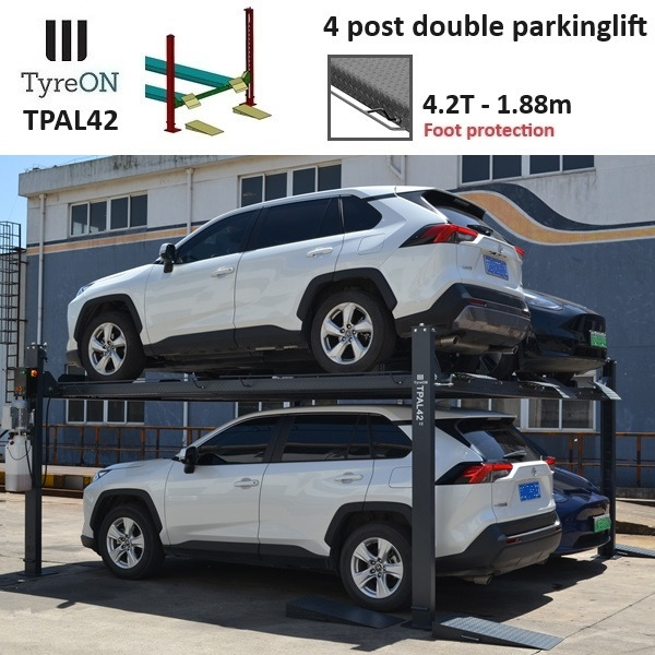 TPAL42 mobile double 4 post parking lift for car - 4.2T - Height 188 cm - Long 415 cm runways with automatic roll-off protection - 230V - To park 4 vehicles - Équipement de garage: photos 1 TPAL42 mobile double 4 post parking lift for car - 4.2T - Height 188 cm - Long 415 cm runways with automatic roll-off protection - 230V - To park 4 vehicles - Équipement de garage: photos 1