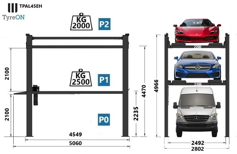 TPAL45EH 4 post car stacker lift - Three level parking lift 3 cars on each- Electrically unlocked - Close fitting platforms - 15 cm ramp height - Autostacker 2500kg + 2000kg - Équipement de garage: photos 5 TPAL45EH 4 post car stacker lift - Three level parking lift 3 cars on each- Electrically unlocked - Close fitting platforms - 15 cm ramp height - Autostacker 2500kg + 2000kg - Équipement de garage: photos 5