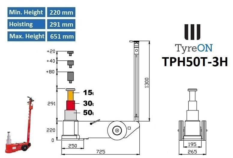 TPH50T-3H Air hydraulic jack 50 Tons - Équipement de garage: photos 2 TPH50T-3H Air hydraulic jack 50 Tons - Équipement de garage: photos 2
