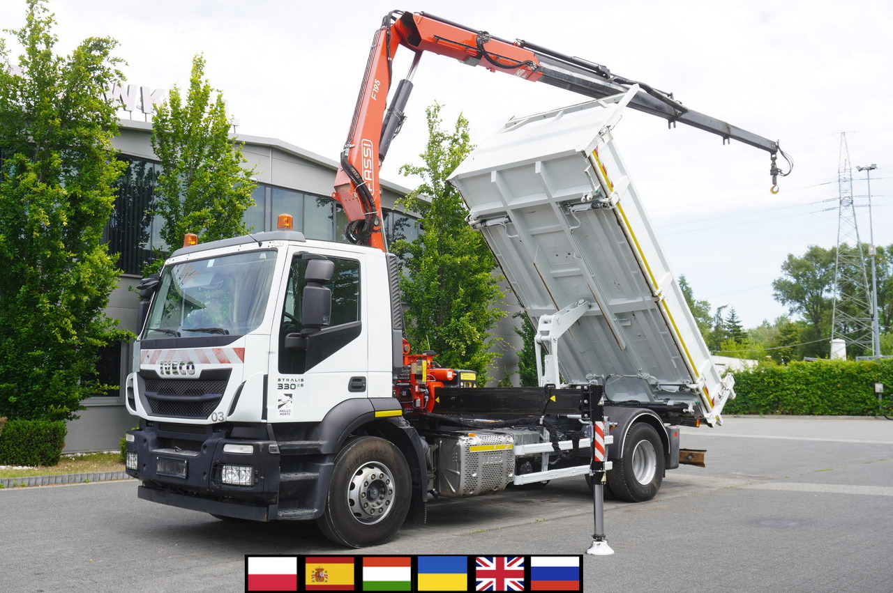 IVECO STRALIS 330 E6 / FASSI 195A 8.5 T / 3-side tipper - Camion benne, Camion grue: photos 1 IVECO STRALIS 330 E6 / FASSI 195A 8.5 T / 3-side tipper - Camion benne, Camion grue: photos 1