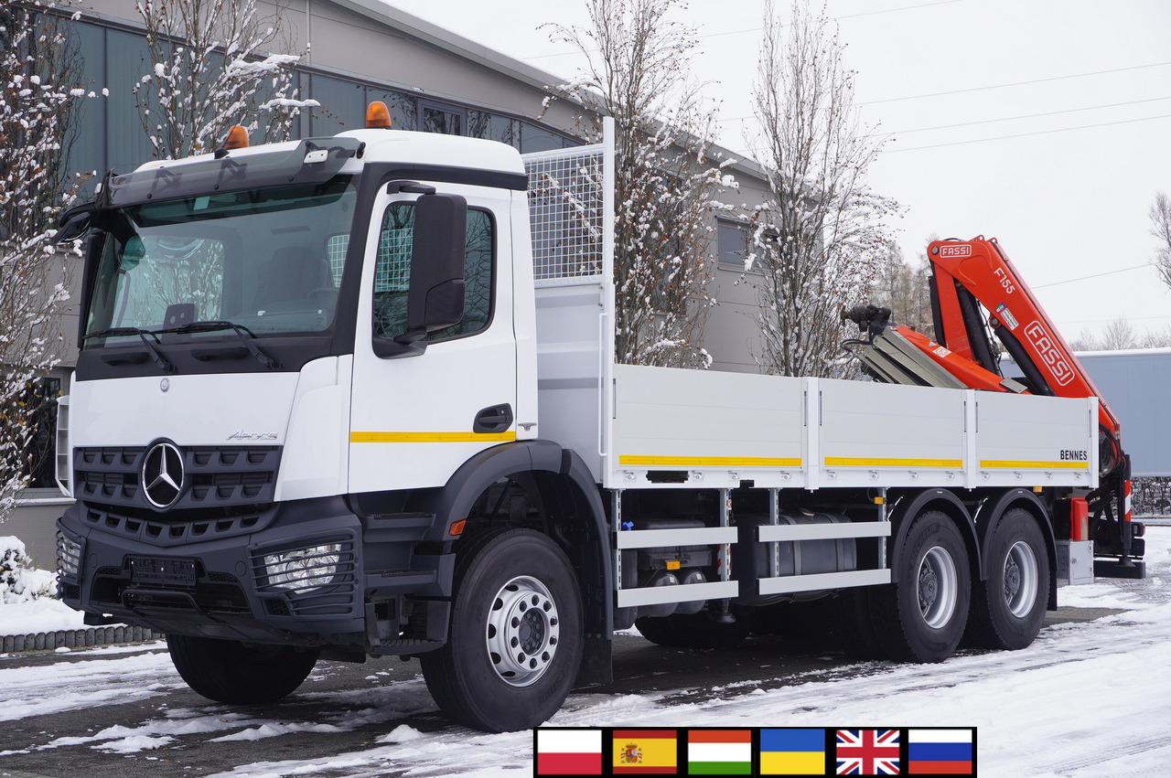 MERCEDES-BENZ Arocs 2633 flatbed truck / Crane FASSI F155A.0.23 / REMOTE CONTROL / 230,000 km - Camion grue: photos 1 MERCEDES-BENZ Arocs 2633 flatbed truck / Crane FASSI F155A.0.23 / REMOTE CONTROL / 230,000 km - Camion grue: photos 1