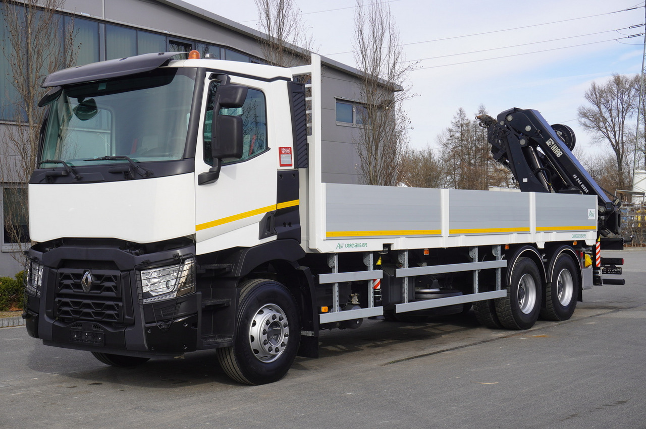 RENAULT C430 / 15 m crane HIAB 244 EP-5 HIDUO 8400 kg / Platform with stanchions - Camion grumier, Camion grue: photos 3 RENAULT C430 / 15 m crane HIAB 244 EP-5 HIDUO 8400 kg / Platform with stanchions - Camion grumier, Camion grue: photos 3
