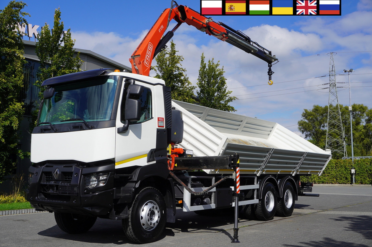 RENAULT K380 6×4 / FASSI F175 crane 7.85 t / 120 thousand km! / 2-sided tipper - Camion benne, Camion grue: photos 1 RENAULT K380 6×4 / FASSI F175 crane 7.85 t / 120 thousand km! / 2-sided tipper - Camion benne, Camion grue: photos 1