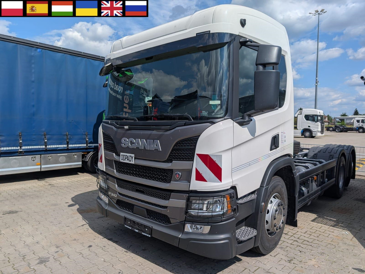 SCANIA P 340 B6x2*4NA / chassis frame / steering axle / CNG / large cab / 8 units - Châssis cabine: photos 1 SCANIA P 340 B6x2*4NA / chassis frame / steering axle / CNG / large cab / 8 units - Châssis cabine: photos 1