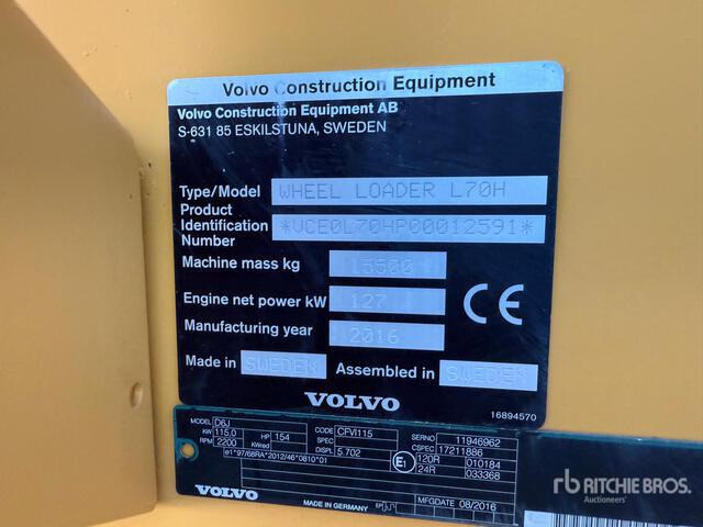 2016 Volvo L70H Wheel Loader - Chargeuse sur pneus: photos 4 2016 Volvo L70H Wheel Loader - Chargeuse sur pneus: photos 4