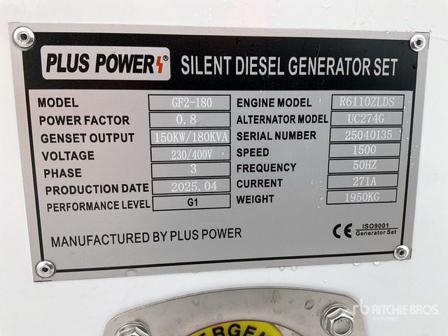2025 Plus Power GF2-180 180 kVA (Unused) Generator Set - Groupe électrogène: photos 1 2025 Plus Power GF2-180 180 kVA (Unused) Generator Set - Groupe électrogène: photos 1