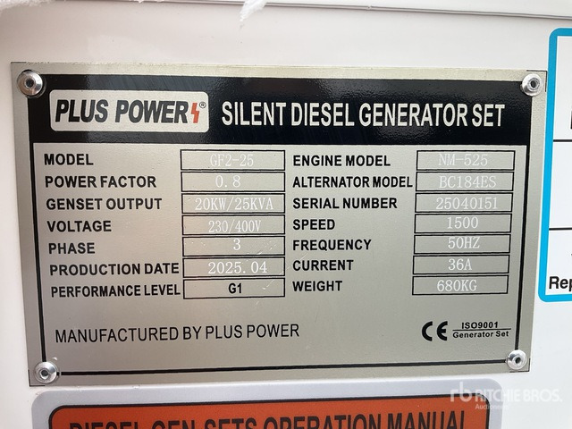 2025 Plus Power GF2-25 25 kVA (Unused) Generator Set - Groupe électrogène: photos 2 2025 Plus Power GF2-25 25 kVA (Unused) Generator Set - Groupe électrogène: photos 2
